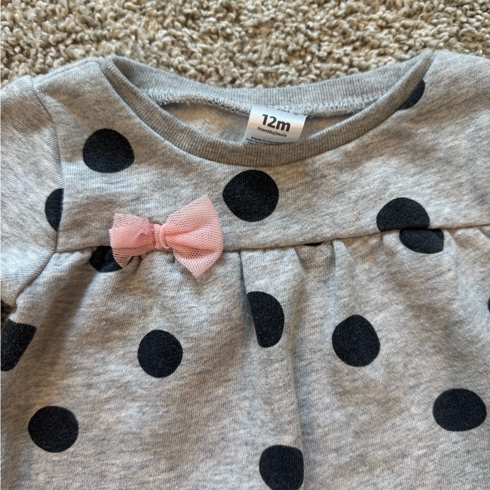Carter’s Long Sleeve Polka Dot Top Pullover Crew Sweatshirt - Size 12 Months - Picture 3 of 5